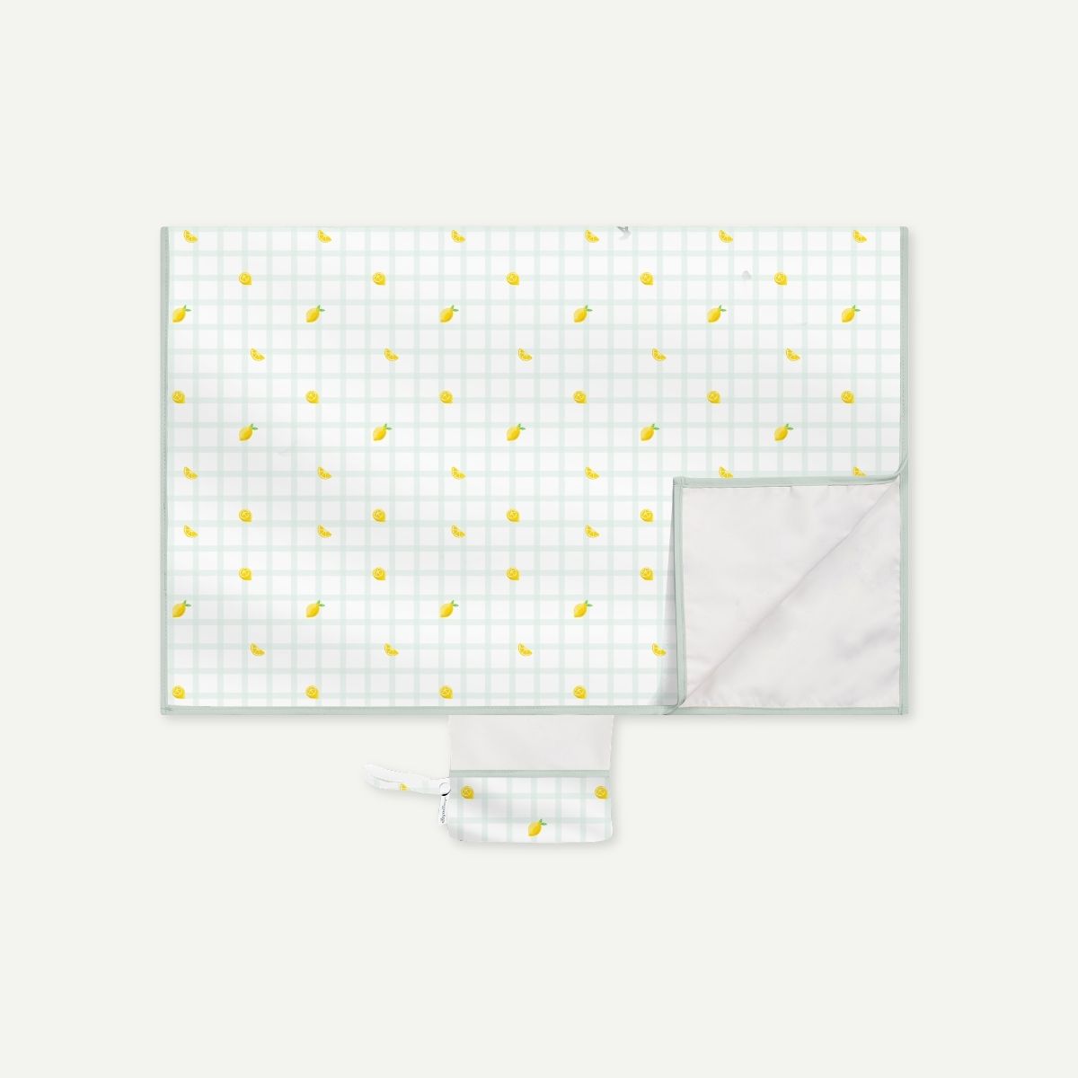 Waterproof Diaper Changing Mat - Gingham Green Lemon