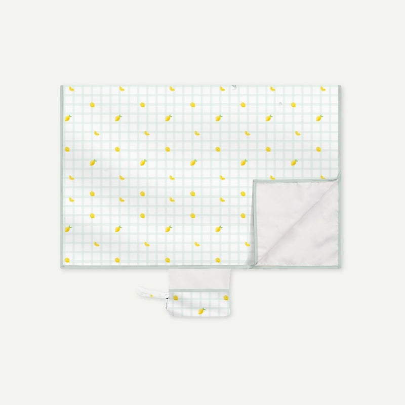 Waterproof Diaper Changing Mat - Gingham Green Lemon