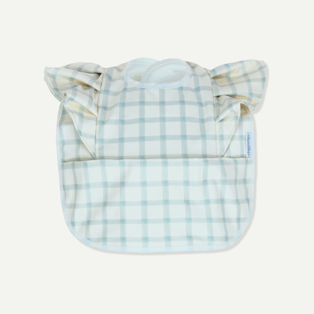 Waterproof Ruffled Bib - Gingham Serene Sky