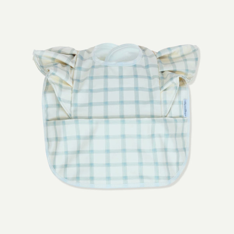 Waterproof Ruffled Bib - Gingham Serene Sky